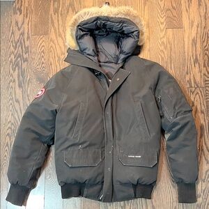 Vintage Canada Goose Men's Black Chilliwack Jacket with Fur Hood